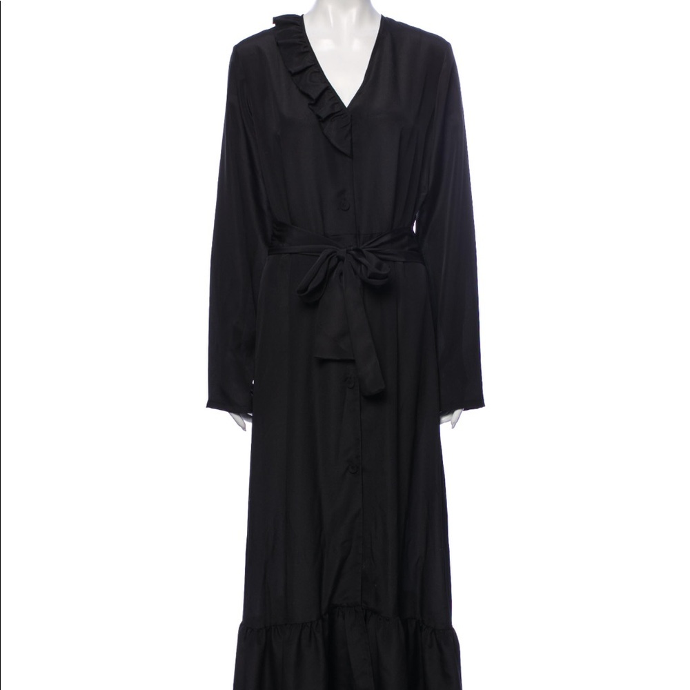Viden V Neck Long Ruffle Dress